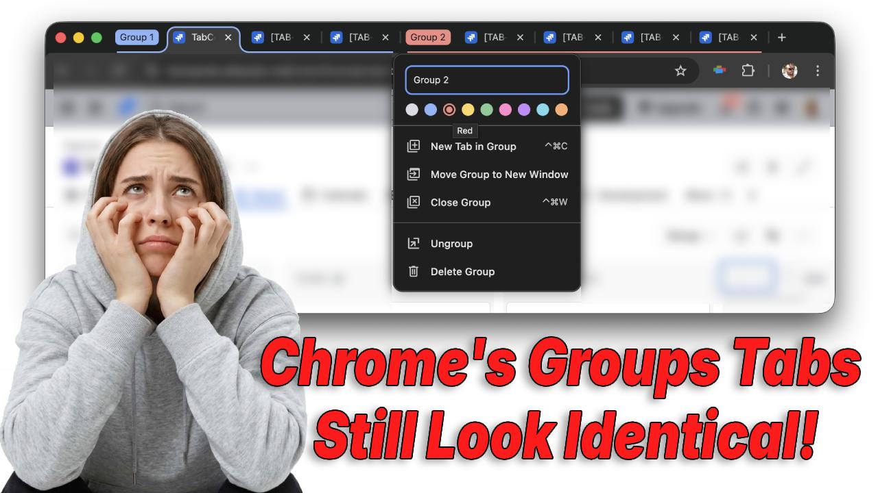 Chrome tab groups with color labels enabled